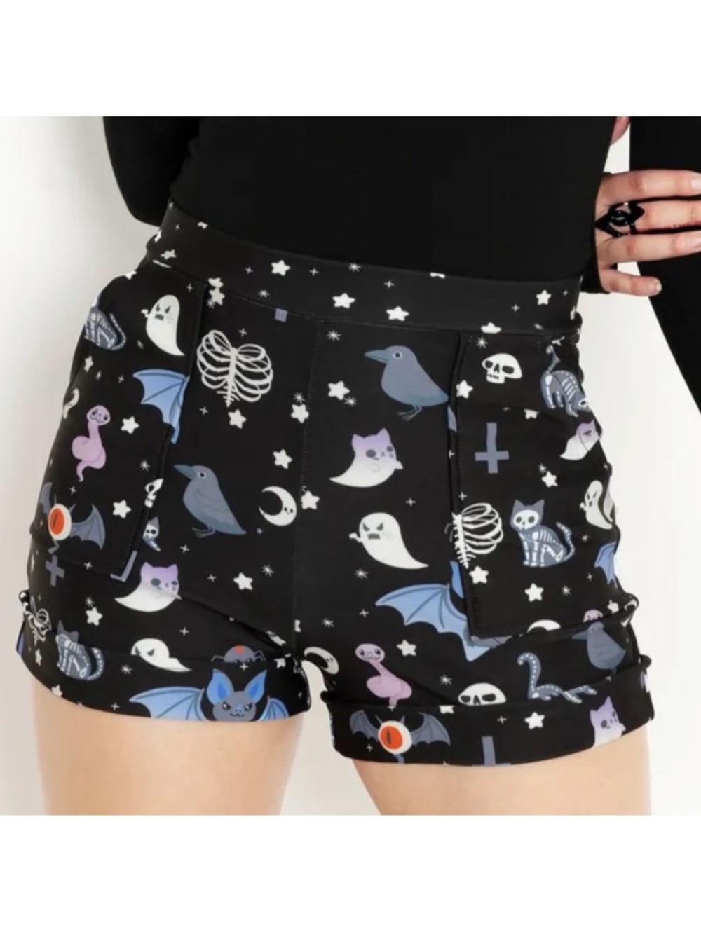 Blackmilk Hauntingly Cute Cuffed Shorts